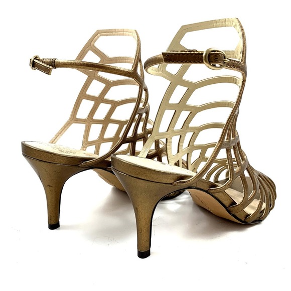 VINCE CAMUTO gold leather caged high heel shoes - Picture 10 of 16